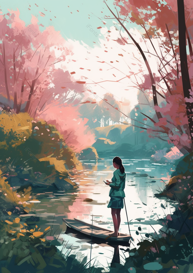 一个女生在船上的绘图背景,插画/手绘图,插画/手绘图库,插画/手绘图下载,插画/手绘
